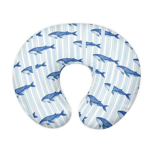 Jeiento Blue Shark Nursing Pillow Covers Soft Stretchy Nursing Covers for Breastfeeding Pillows Reversible Removable Slipcover for Baby Newborn