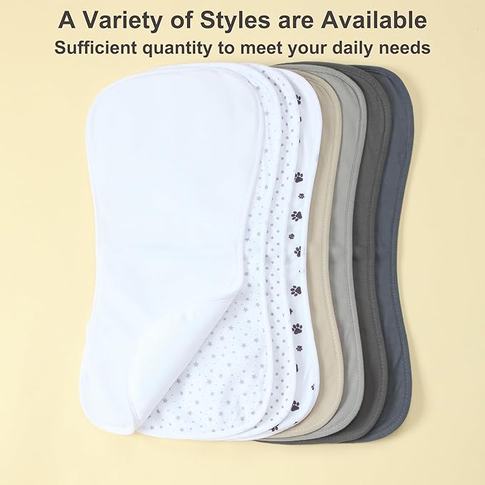 Waterproof Baby Burp Cloths 8-Pack - 4-Layer Super Absorbent Fabric, Extra Soft Plush Spit Up Rags for Newborns Infants, Unisex for Baby Boy Girl, Milk Spit Up Infant Towels