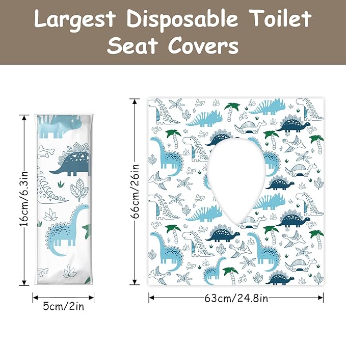 DEEKI 60 Pack Toilet Seat Covers Disposable, Safe No-Slip Waterproof for Kids Toddlers Use in Potty Training Public Restrooms Toilets, Portable Clean Covers for Adults Travel -Rainbow (40P)