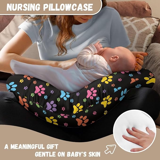Dog Paws Breastfeeding Pillow Slipcover for Baby Nursing Pillow Slipcovers for Breastfeeding Moms Fits The Original Support Pillow for Breastfeeding and Bottle Feeding