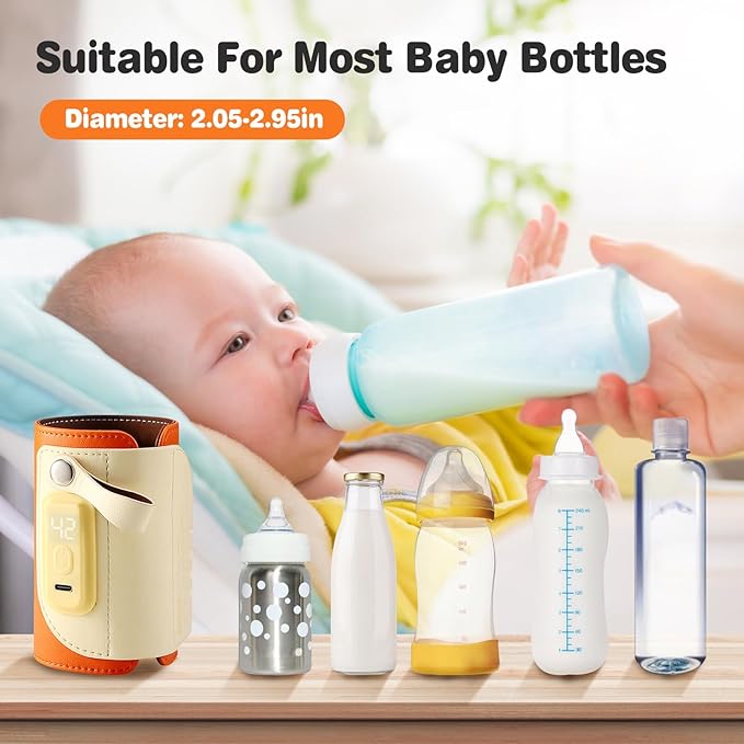 Portable Bottle Warmer, Baby Milk Warmer for All Bottles, Baby Milk Heat Keeper with Fast Charge Adapter, USB Warmer Bottle for Travel Car Home and Outing