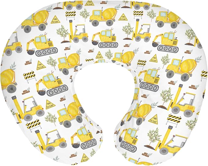 Construction Trucks Planting Baby Nursing Pillow Covers for Boy Girl Construction Digger Tractor Builder Trees Nursing Pillowcase for Breastfeeding Pillows Soft Stretchy Slipcovers for Newborn Infant