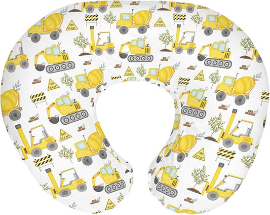 Construction Trucks Planting Baby Nursing Pillow Covers for Boy Girl Construction Digger Tractor Builder Trees Nursing Pillowcase for Breastfeeding Pillows Soft Stretchy Slipcovers for Newborn Infant