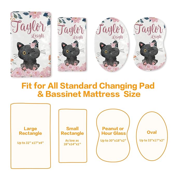 Custom Changing Pad Cover Set - Jersey Knit Comfy CozyUltra Soft Unisex Diaper Changing Table Covers with Personalized Name for Baby Boys Girls - Waterproof Ultra Soft 4 Pcs Set Style23