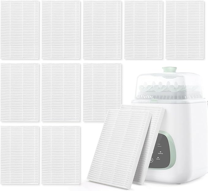 12 Pack Filter Replacement Compatible with Momcozy KleanPal Pro Baby Bottle Washer, 99.97% Filtration Efficiency, Air Filters for Drying, Essential Baby Bottle Cleaner Accessories