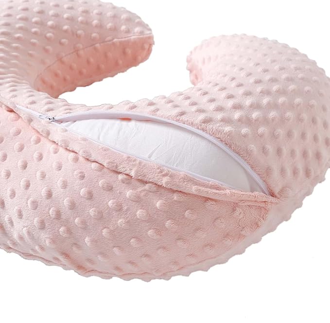 Nursing Pillow Cover Breastfeeding Pillow Cases Plush Dot Slipcover (LightPink)