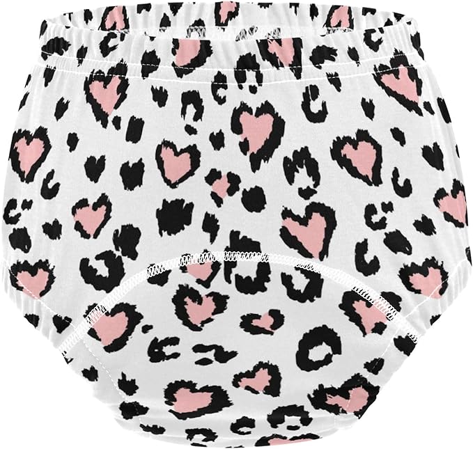 Bolaz Toddler Training Pants, Leopard Print Pink Heart Cotton Potty Training Underwear for Baby Boy Girl 3-Pack