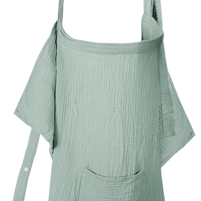 Wimst Muslin Nursing Cover Breastfeeding for Women, Soft and Breathable Breastfeeding Cover with Rigid Hoop for Nursing Apron (Sage)
