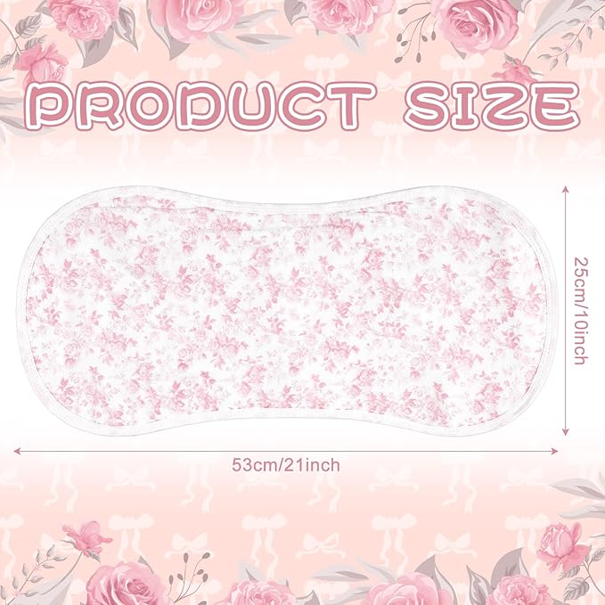Boao 4 Pack Baby Burp Cloths Pink Bow Rayon Cotton Baby Burping Cloths 21" x 10" Soft Muslin 7 Absorbent Layers Washcloths Newborn Face Towels for Teething Drooling Infant Boy Girl Unisex