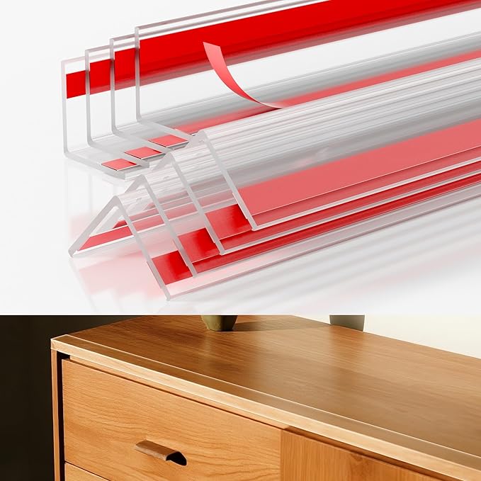 30x30mm Self Adhesive Corner Guard, 4pcs 47.2" Wall Corner Protector Strip, Flexible PVC Edge Trim, Peel and Stick Corner Protection for Furniture, Wall Edges & Table Corners