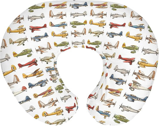 Airplanes Vintage Models Aircraft Nursing Pillow Covers for Boy Girl Antiqued Planes Nursing Pillow Slipcovers for Breastfeeding Pillows Retro Planes Soft Stretchy Removable Covers for Newborn Infant
