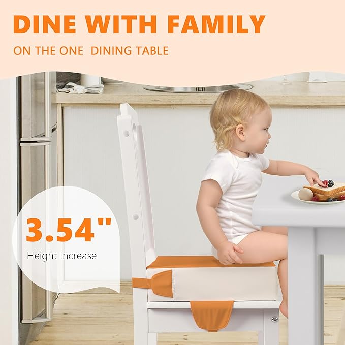 Booster Seat for Kitchen Chair, Toddler Booster Seats for Dining Table with Adjustable Straps Portable for Travel Camping Eating, Booster Cushion for Table for Baby Child Infant Kid Boy Girl