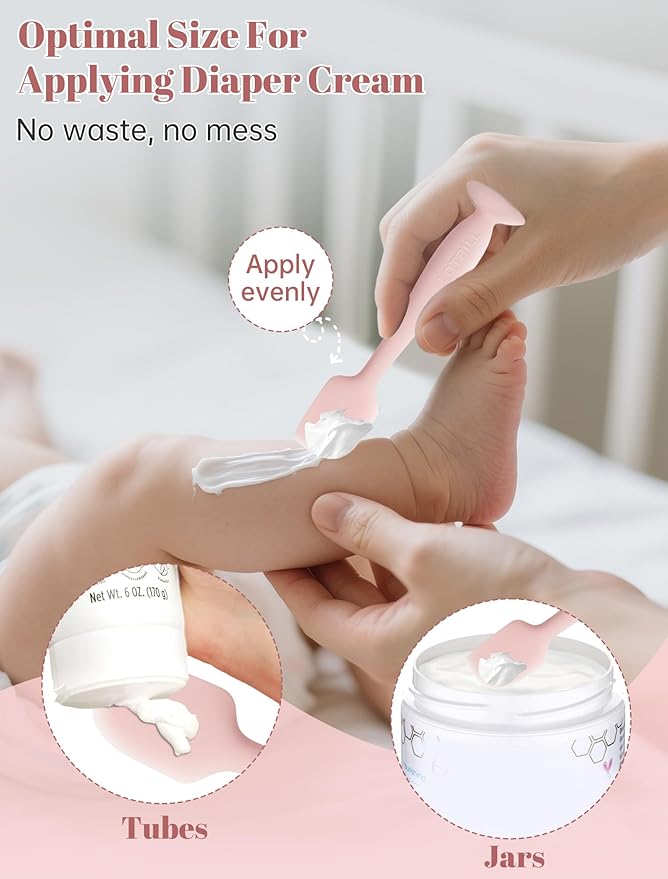 Diaper Cream Spatula, 2 Pack Butt Spatula Baby, Full-Size + Mini Silicone Diaper Cream Applicator for Babies, Newborn Baby Necessities (Brown)
