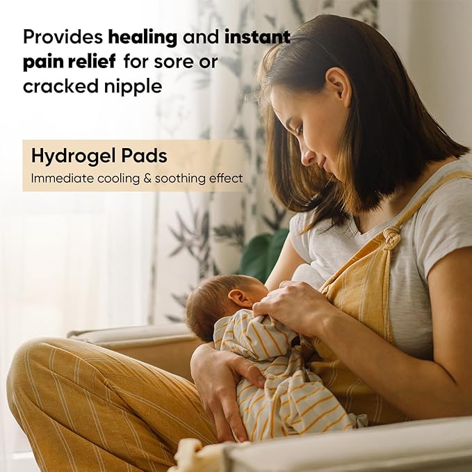 AUSLKA Hydrogel Nipple Pads Instant Cooling, Hydrogel Breast Pads with Soothing Lanolin, Soothies Gel Nursing Pads Provide Instant Cooling Relief, 10 PCS