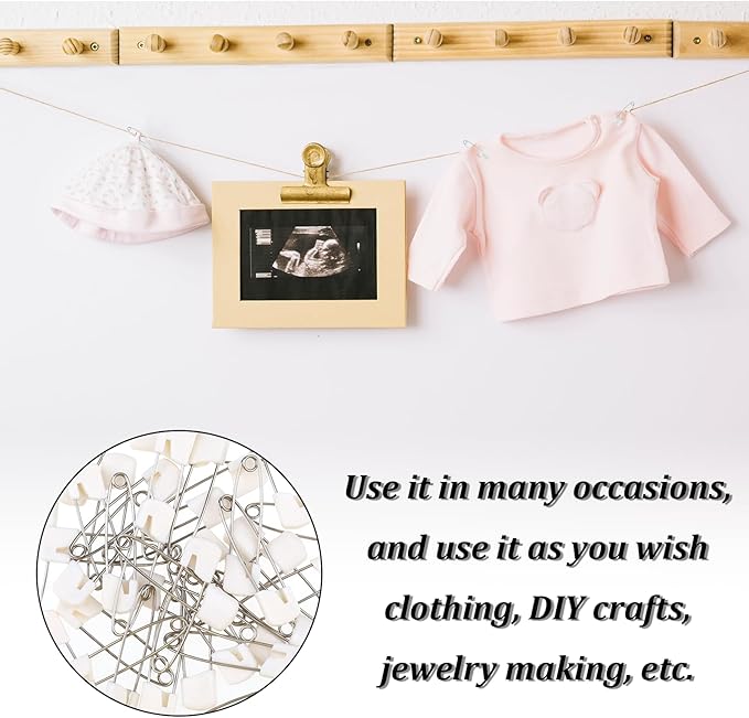 Giantree 50 Pcs Safety Pins, Safety Pins for Clothes, Baby Safety Pin, Diaper Pins Stainless Steel Traditional Safety Pin, Plastic Head Cloth Diaper Pins with Locking Closures Stainless Steel(5.5CM)