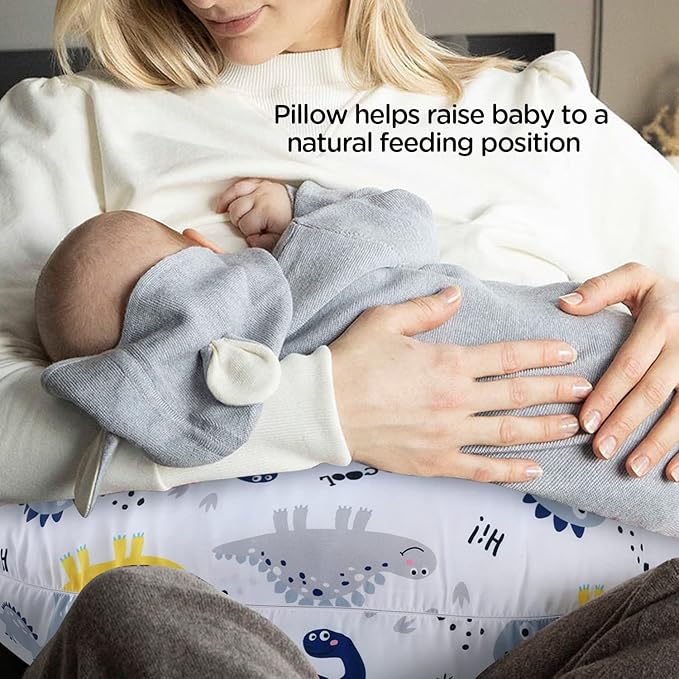 Plushii Nursing Pillow for Breastfeeding, Soft and Supportive Breastfeeding Pillow for Mom and Baby, Cute Feeding Pillow with Removable Cover for 0–12 Months, Dinosaurs World