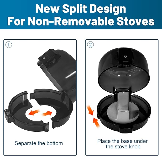 Childproof Stove Knob Covers, Oven Knob Covers for Child Safety 5 Pack, Black Stove Knob Safety Covers & Gas Stove Locks, Heat-Resistant Adhesive, Double-Key Baby Proof Covers for Gas/Electric Burners