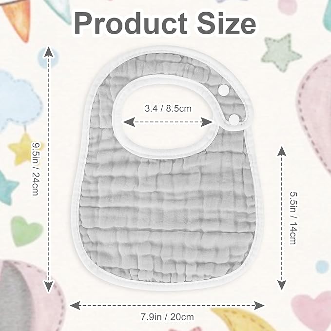 Accmor Muslin Baby Bibs, 6 Pack Soft Cotton Baby Bandana Drool Bibs for Boys Girls Teething and Drooling