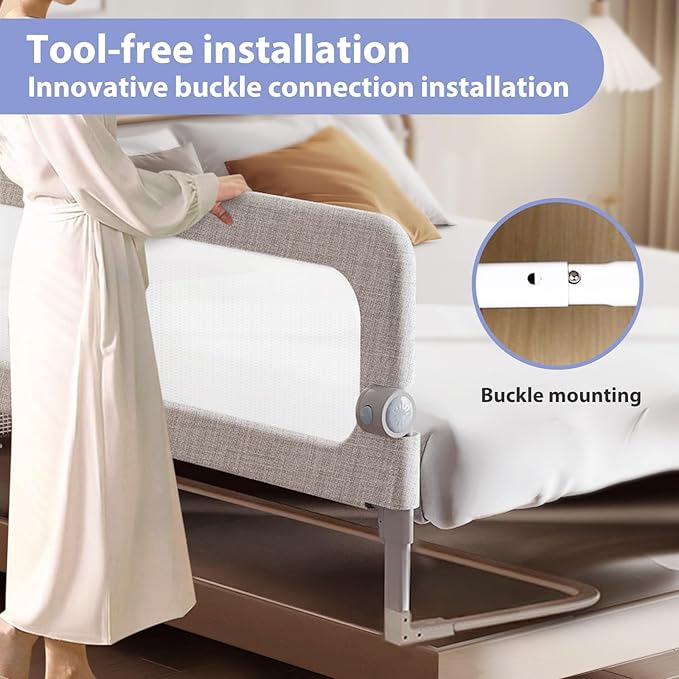 Baby Bed Rails Guard for Toddlers - Toddler Bed Rail for Queen Full King Twin Crib Bunk Size Bed Adjustable Heights & Foldable Bedrail Extra Tall Child Safety Side Railing Guards for Kids(78.7")