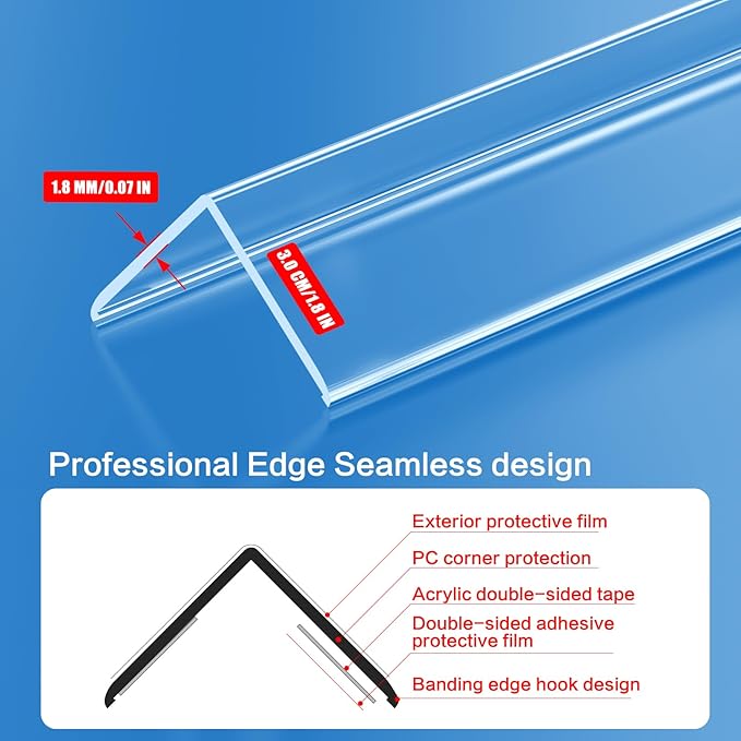 MONOID Wall Corner Protectors Clear 39" - Baby Safety Edge Guards (6 Pack)