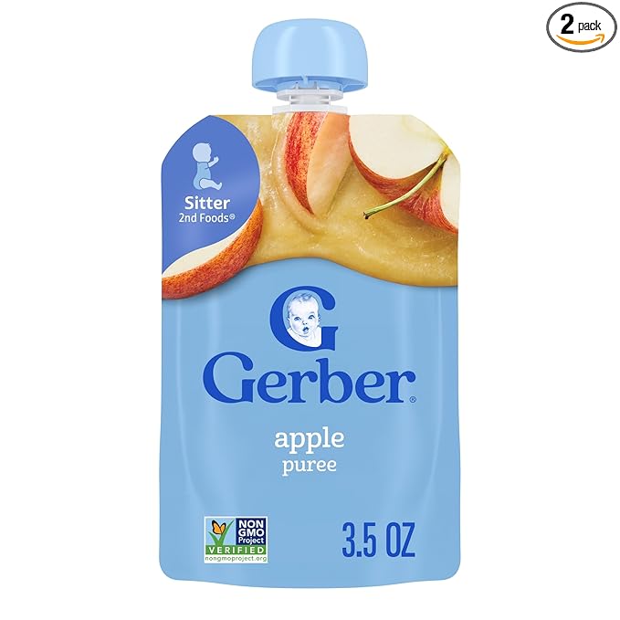 Gerber Baby Food Pouches, 2nd Foods for Babies, Apple, 3.5oz each (Pack of 12)