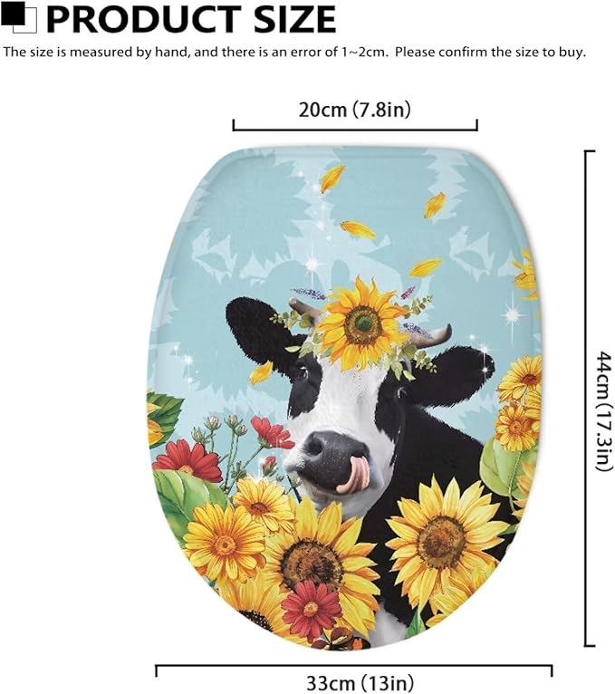 Cow Print Toilet Seat Covers - Polyester Fabric Soft Covers for Public Bathrooms and Long-Term Travel