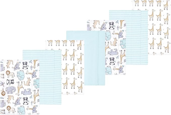 Luvable Friends Hudson Baby Flannel Burp Cloths 7pk, Kangaroo Pastel