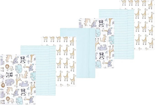 Luvable Friends Hudson Baby Flannel Burp Cloths 7pk, Kangaroo Pastel
