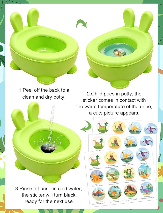 36 Pcs Potty Training Stickers You Pee on Toilet Reveal Stickers 12 Patterns Color Changing Reusable Pee Decals Toilet Targets for Boys Girls Toddlers(Dinosaur)