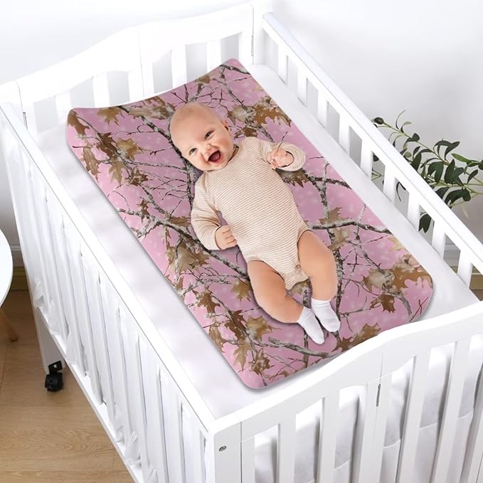 Pink Camo Diaper Change Table Covers Washable Changing Pad Cover for Baby Breathable Changing Mat Cover for Baby Girls Boys Gift for Friends
