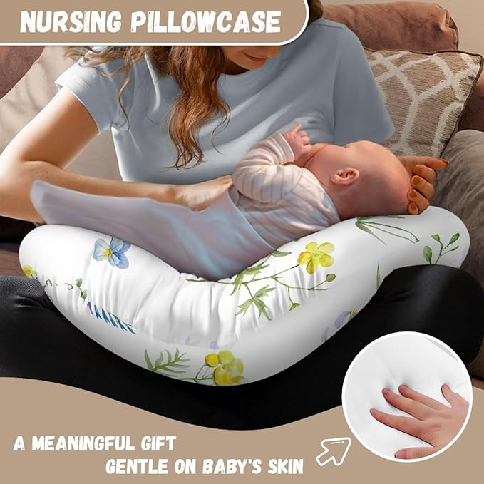 Nursing Pillow Cover Breastfeeding Pillow Slipcover, Birdie,Nursing Pillow Case for Newborn Boys Girls, Soft Fabric Fits Snug On Infant, Washable & Breathable
