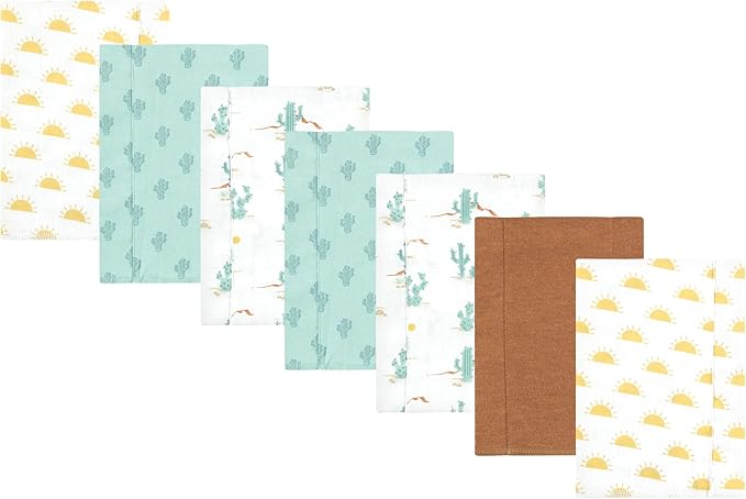 Luvable Friends Hudson Baby Flannel Burp Cloths 7pk, Sun and Cactus