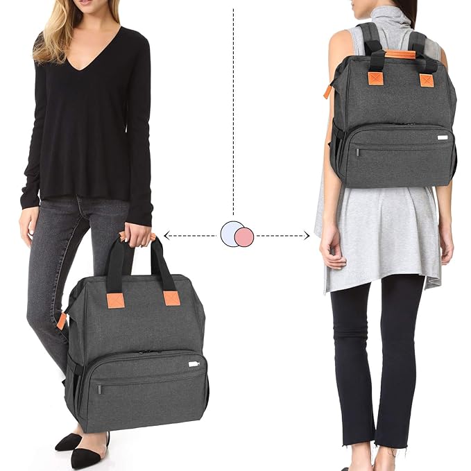 LUXJA Breast Pump Bag with Compartments for Cooler Bag and Laptop, Breast Pump Backpack with 2 Options for Wearing (Fits Most Major Breast Pump, Suitable for Working Mothers), Black