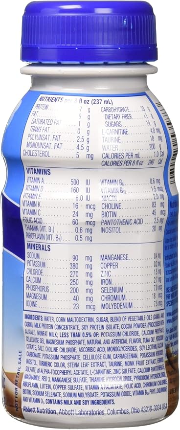 PediaSure Complete Balanced Nutrition Liquid, Chocolate Flavor, Model: 53587-8 Oz/Bottle, 24 Ea