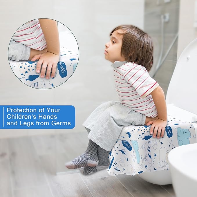 20 Pack Disposable Toilet Seat Covers - Extra Large, Individually Wrapped for Travel - Toddler Potty Training Seat Covers, Kids Travel Essentials for Airplane, Trip, Public Toilet (Animal-B)