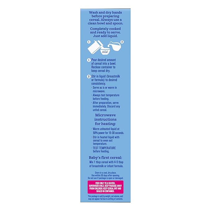 GERBER CEREAL FOR BABY GRAIN AND GROW 1st Foods Non GMO Oatmeal 5x8oz