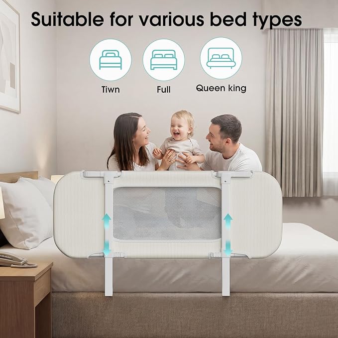 NUTIKAS Portable Bed Rails for Toddlers, 36" Foldable Travel Bed Rail for Camper Bunk, Twin Bed, Collapsible Kids Safety Bedrail with Adjustable Height