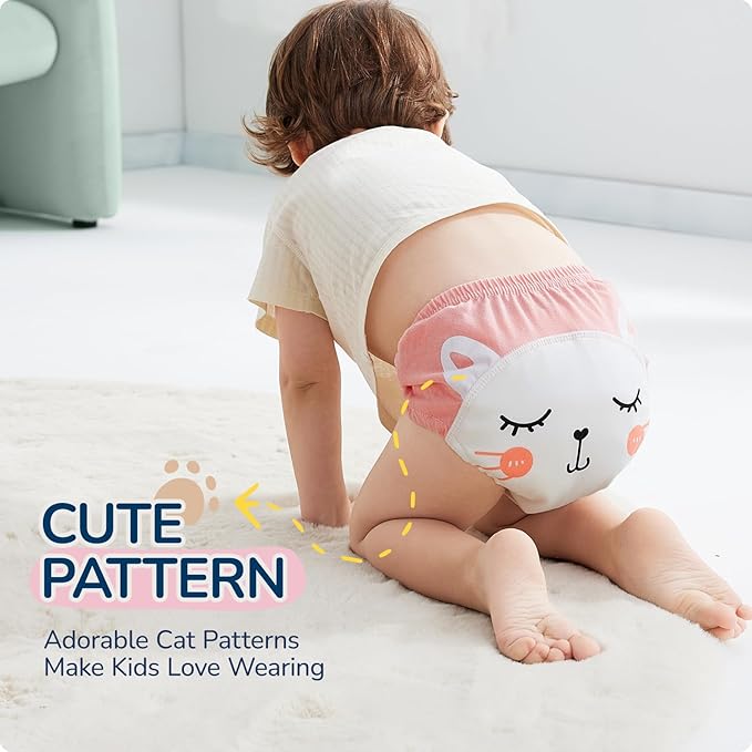 Potty Training Underwear for Girls 18M 2T, Soft Cotton Reusable Potty Training Pants for Toddlers 4 Pack,Toilet Training Pants for Girl