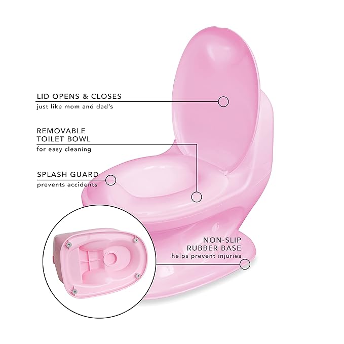 Nuby My Real Potty Training Toilet with Life-Like Flush Button and Sound - 18+ Months - Pink