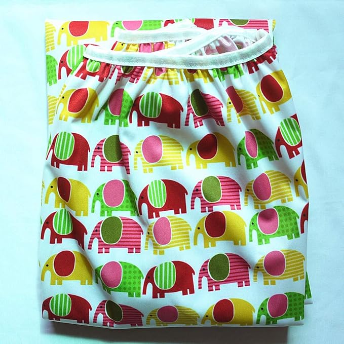Pail Liner for Cloth Diapers Nappy Inserts Large Laundry Wet Bag Elastic Washable Reusable 27.6in x29.5in (Elephant)