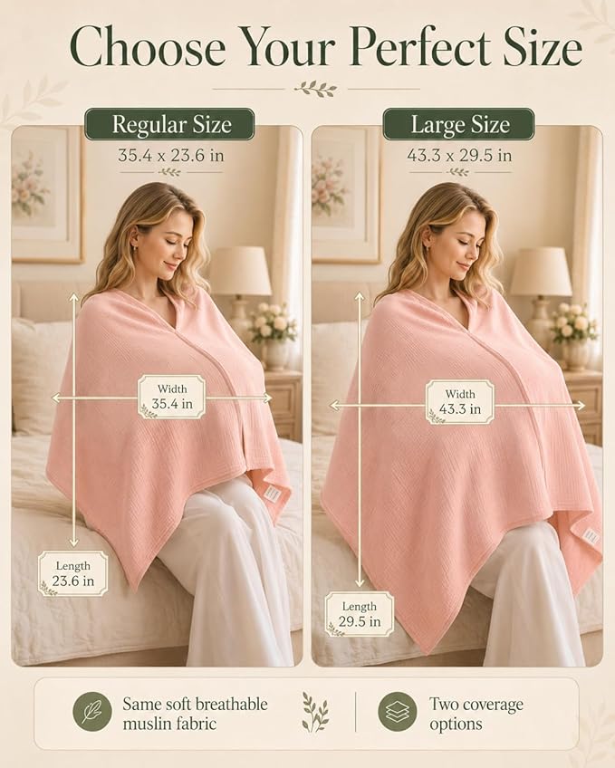 TADO MUSLIN 2-Pack Muslin Nursing Cover for Baby Breastfeeding, 100% Organic Cotton Breastfeeding Cover for Mom, Soft Breathable Privacy Nursing Apron, Multi-use Stroller Cover & Car Seat Canopy Pink