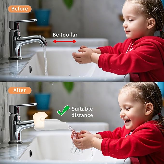 KOMIDK Faucet Extender for Bathroom Sink Faucet Extender for Toddlers Bathroom Sink Kitchen Bathtub (Apricot)