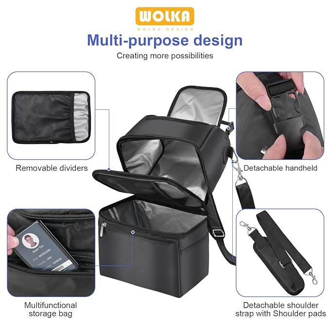 Breastmilk Cooler Bag - Cooler Bag for Nursing Moms Multi-Function, Insulated Baby Bottle Cooler Tote Bag with Double Compartments - Fits 6 Baby Bottles Up to 9 Ounce - All Black