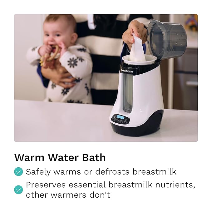 Baby Brezza Smart Baby Bottle Warmer, Breastmilk Warmer + Defroster – Free App - Different Temperatures for Breastmilk + Formula - Universal Fit for All Bottles + Milk Bags - Calentador de Biberones