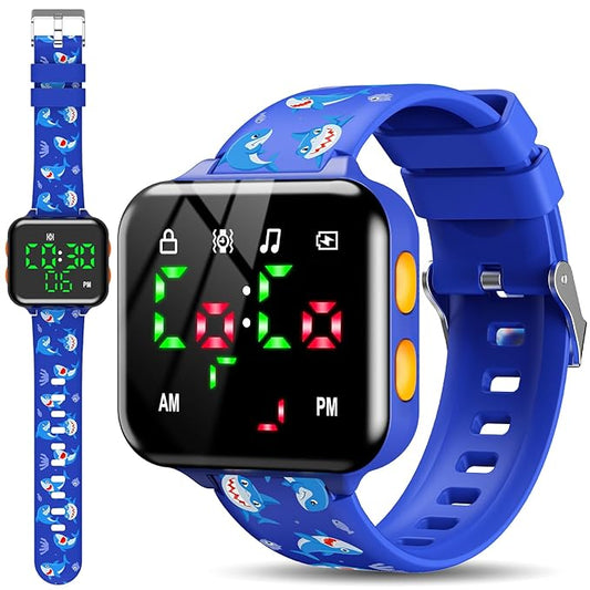 Potty Training Watch for Toddler Boys: Adjustable Volume Potty Watches for Kids Water Resistant Toilet Timer Alarm Toddler Shark Watch 1-3 Birthday Gifts for 2 3 4 Year Old Boy(Dark Blue)