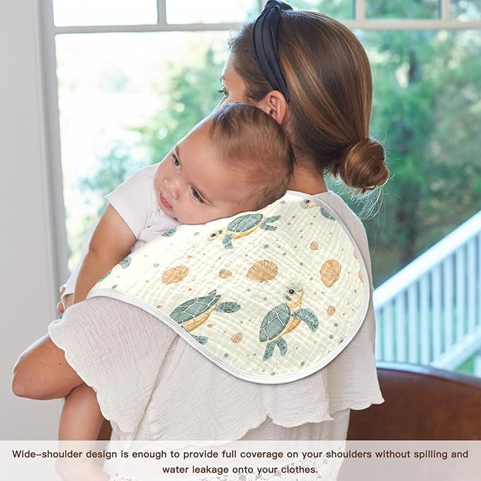 vvfelixl Cartoon Cute Sea Turtle Burp Cloths for Baby Boy Girls Baby Washcloths Burp Rags 1 Pack