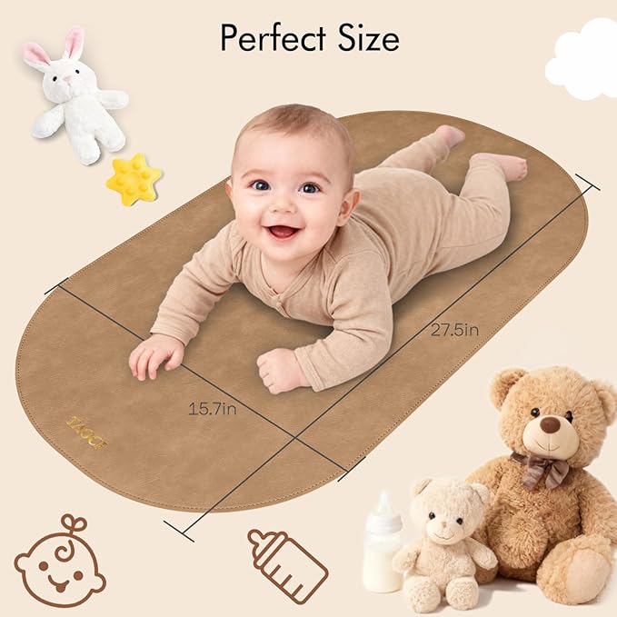 Changing Pad Portable, Diaper Changing Pad, Baby Changing Mat, Waterproof & Wipeable Vegan Leather Change Pad for Home & Travel, Brown