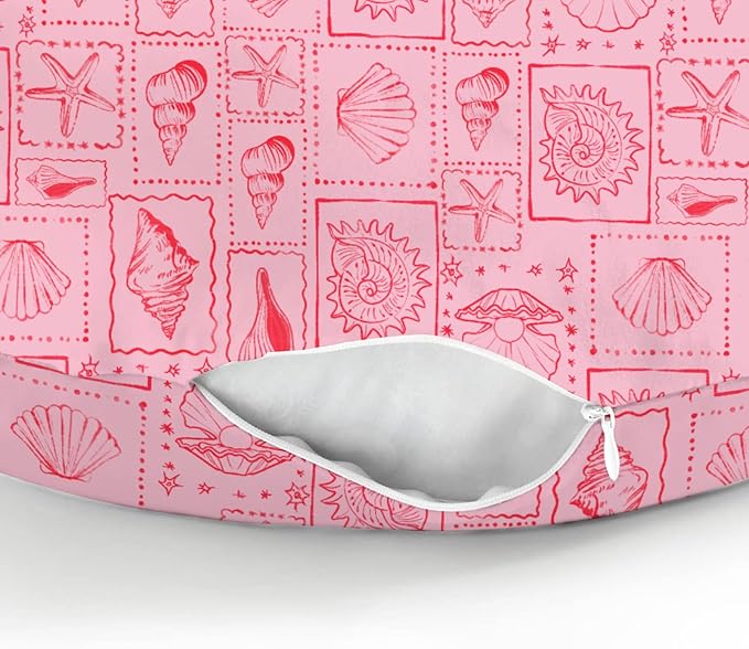 Pink Seashells Baby Nursing Pillow Covers for Boy Girl Boho Beach Conch Nursery Feeding Pillowcase for Breastfeeding Pillows Pastel Summer Coastal Soft Stretchy Removable Cover for Newborn Infant