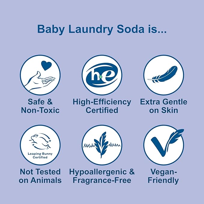 Nellie’s Baby Laundry Soda Tin – 80 Loads – Gentle Powdered Detergent for Delicate Fabrics – Fragrance-Free Formula - 80 Loads - Made in Canada