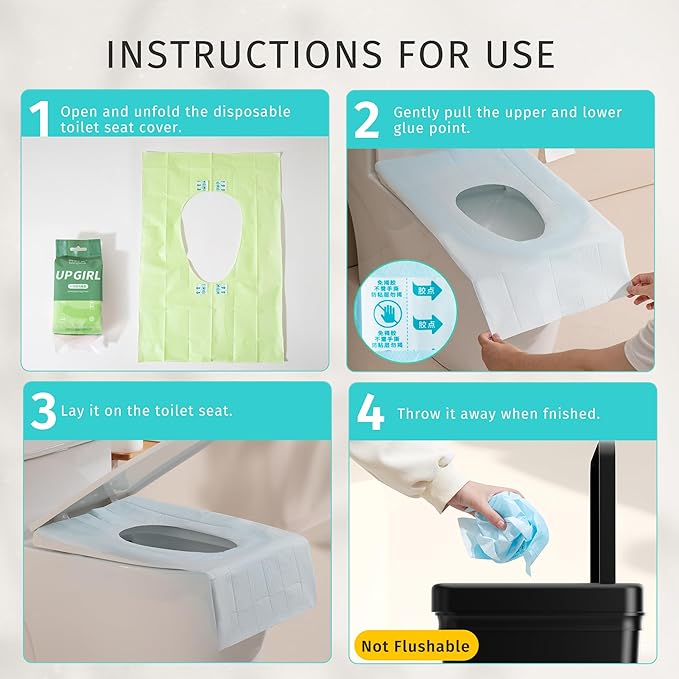 YOUNGTIME Toilet Seat Covers Disposable 30 Pack, Faster use-Sticker Free XL Waterproof Toilet Seat Cover for Adults and Kids Potty Training,Travel Accessories for Public Restrooms,Airplane(Colorful)